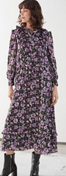 & Other Stories Dresses & Skirts - & Other stories printed ruffle bib Midi dress